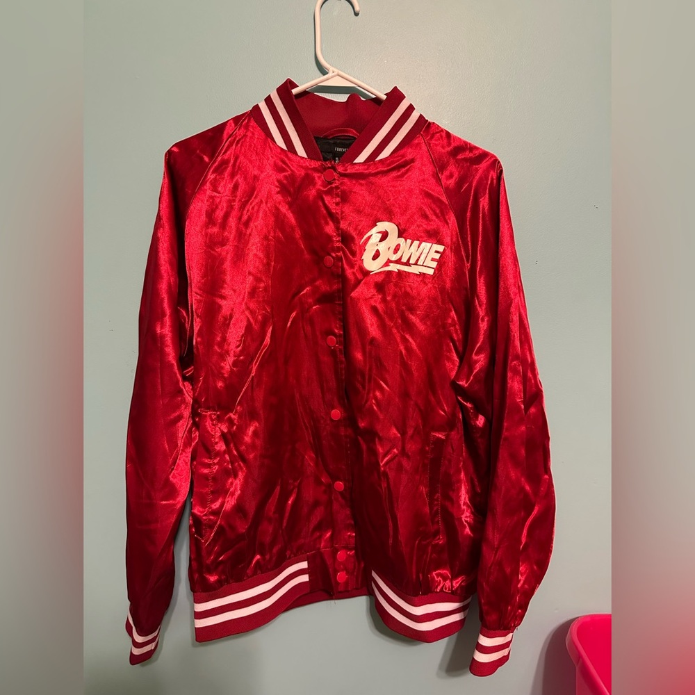 Forever21 David Bowie Red Bomber Jacket